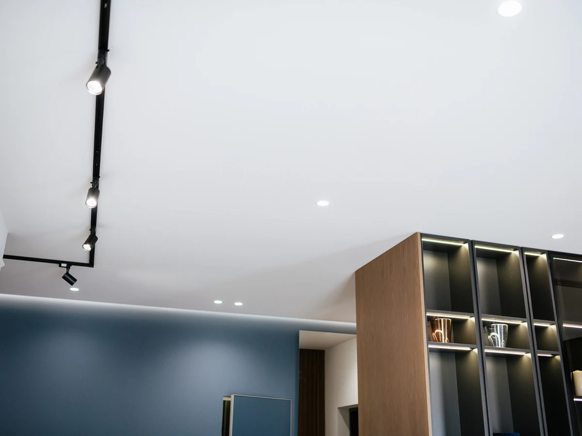 White ceiling with black contrast painted by Cheshire Painters