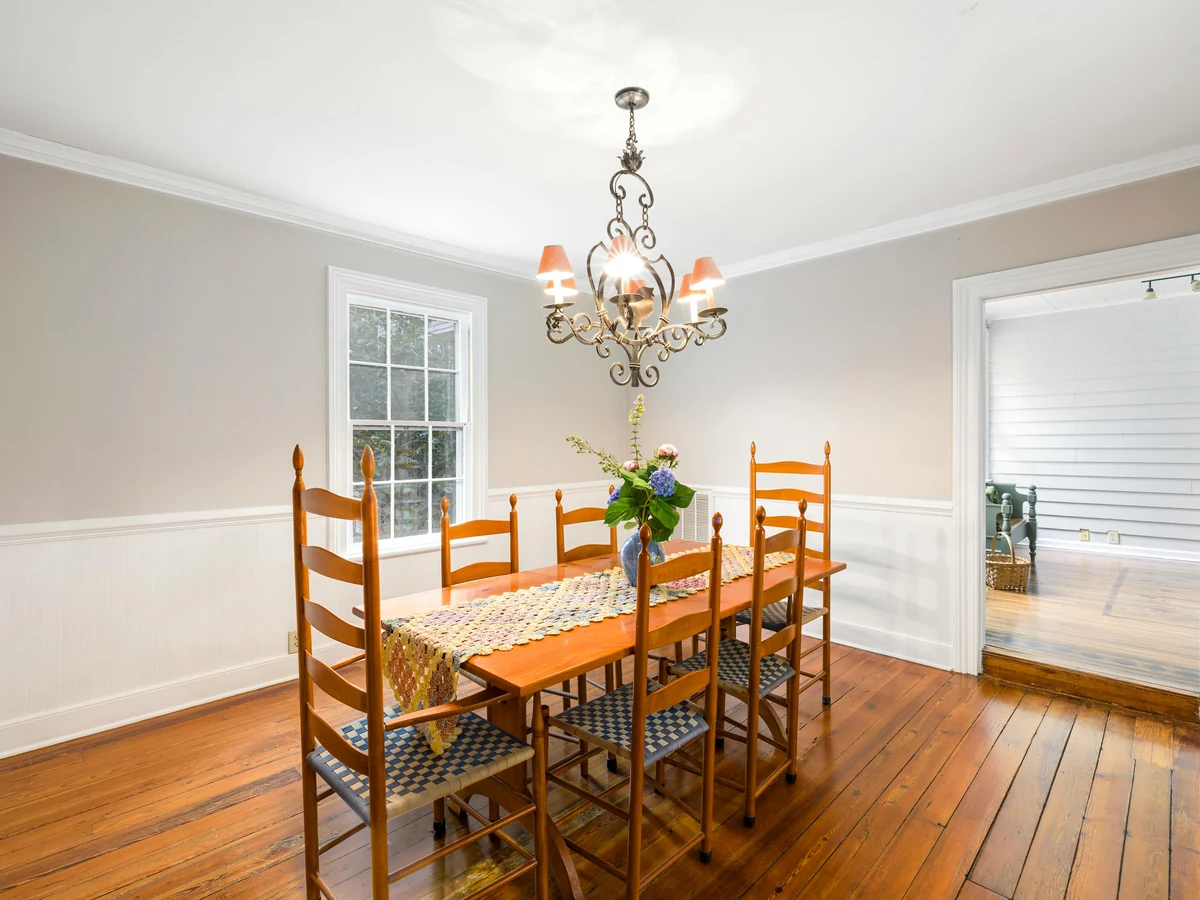 Teal wainscoted dining room painting in Wilmslow