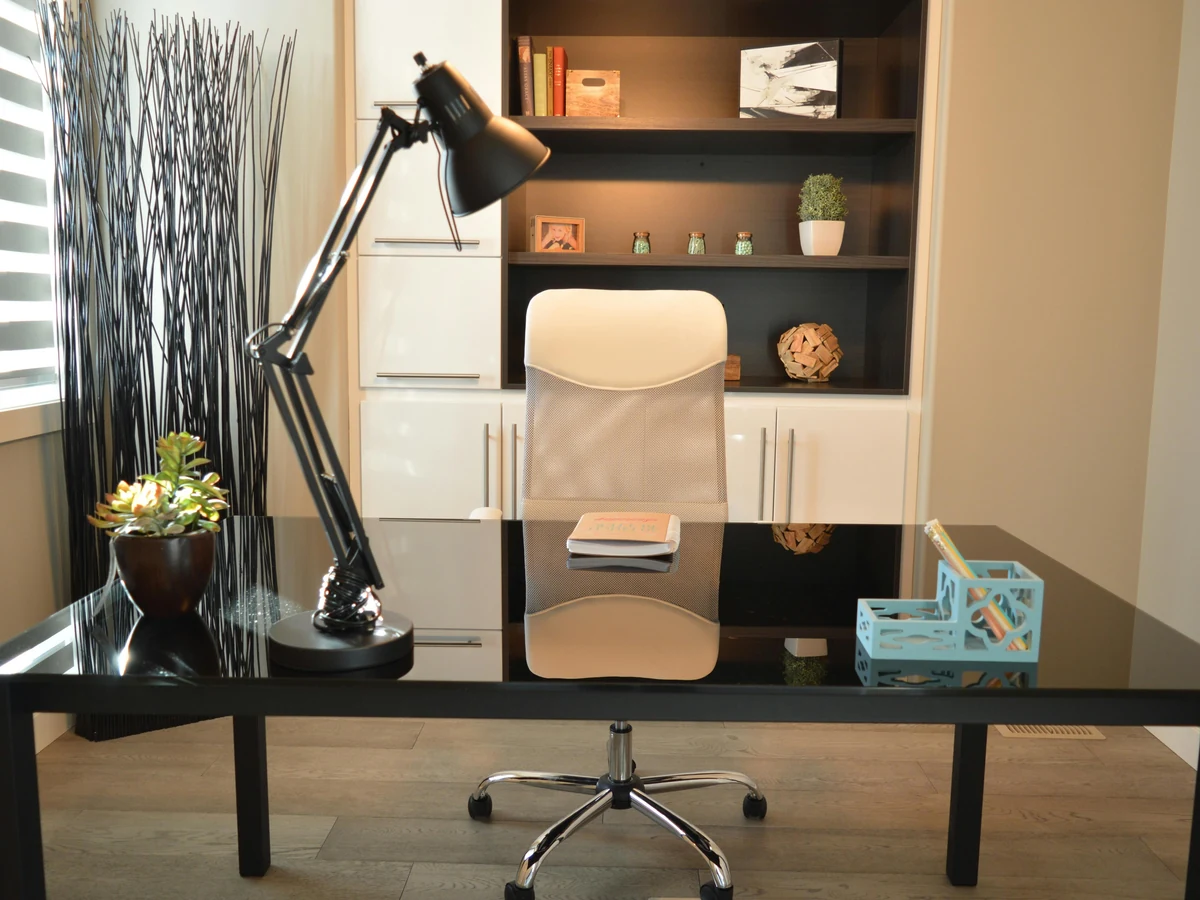 Dark moody home office painting in Wilmslow