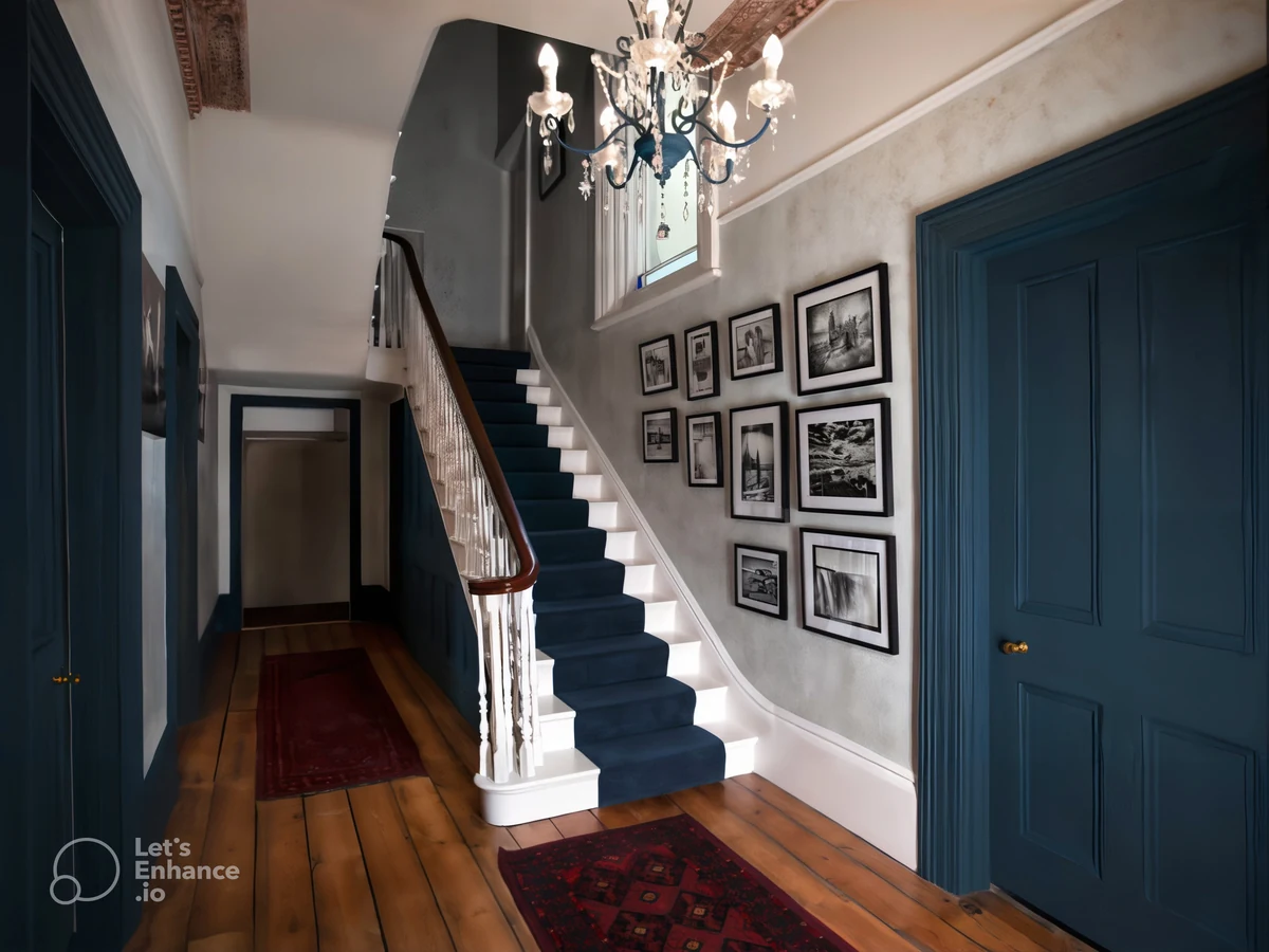 Staircase painting in a Victorian hallway by Cheshire Painters
